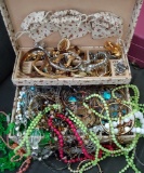 JEWERLY BOX FILLED WITH EARRINGS BRACELETS NECKLA