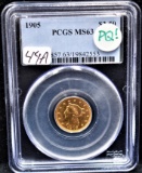 1905 $5 LIBERTY GOLD COIN - PCGS MS63