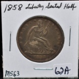 HIGH GRADE 1858 LIBERTY SEATED HALF DOLLAR