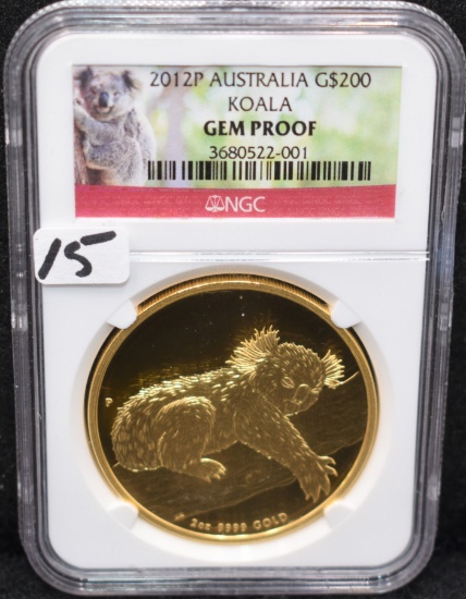 2012-P AUSTRALIAN $200 "2 OZ GOLD" NGC GEM PROOF
