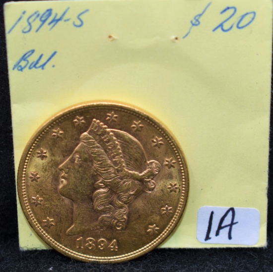1894-S $20 LIBERTY GOLD COIN FROM SAFE'S