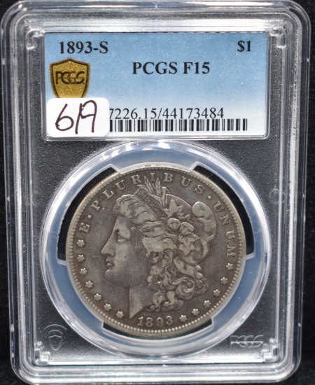 SUPER KEY 1893-S MORGAN FROM SAFE'S PCGS F15