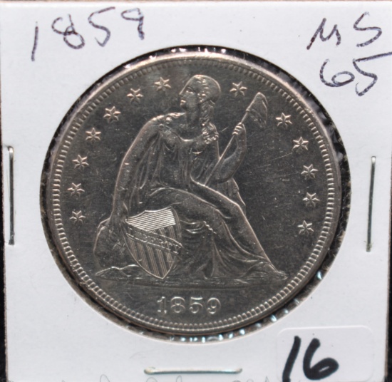 HIGH GRADE 1859 SEATED DOLLAR FROM SAFE'S
