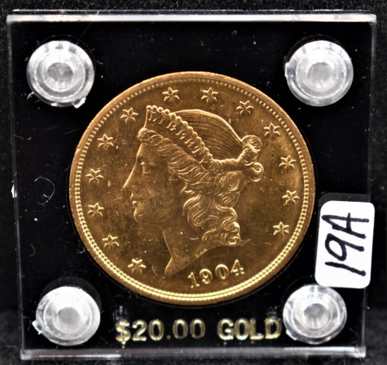 BU+ 1904 $20 LIBERTY GOLD COIN FROM THE SAFE'S