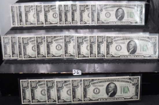 CU $10 FED. RESERVE NOTES - CONSECUTIVE NUMBERS