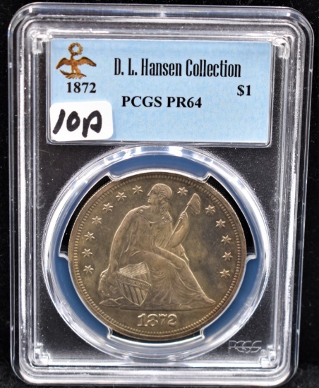 RARE 1872 $1 SEATED LIBERTY PCGS PR64 FROM S