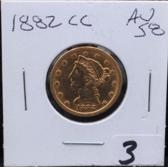 RARE 1882-CC $5 LIBERTY HEAD GOLD COIN