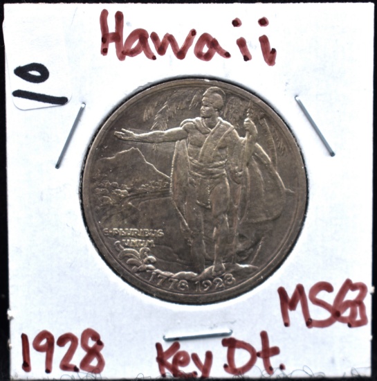 KEY 1928 HAWAII COMMEMORTIVE HALF FROM SAFES