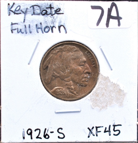 KEY DATE "FULL HORN" 1926-S BUFFALO NICKEL