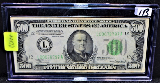 RARE $500 FEDERAL RESERVE NOTE FROM SAFES