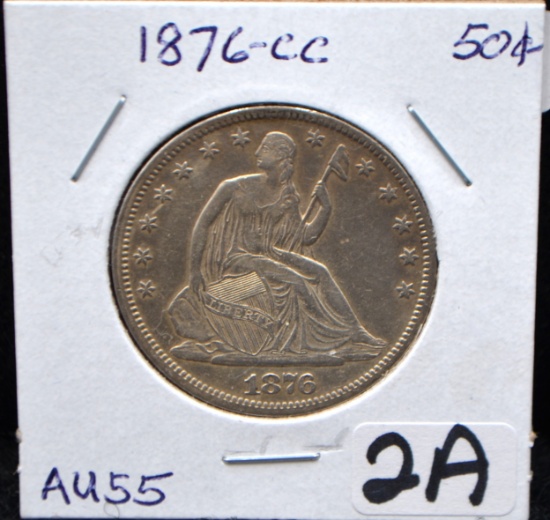 1876-CC SEATED LIBERTY HALF DOLLAR FROM SAFES