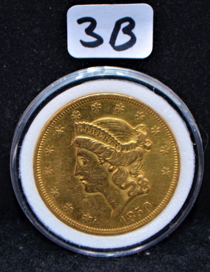 VERY RARE 1850 $20 LIBERTY GOLD COIN FROM SAFES