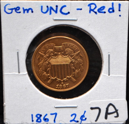 HIGH GRADED 1867 2 CENT PIECE FROM SAFES