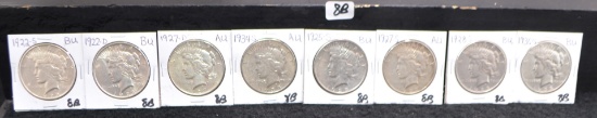 8 BETTER DATE AU/BU PEACE DOLLARS FROM SAFES