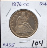 1876-CC SEATED LIBERTY HALF DOLLAR