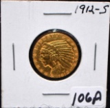 1912-S $5 INDIAN HEAD GOLD COIN