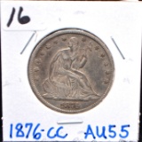1876-CC SEATED LIBERTY HALF DOLLAR