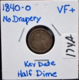 KEY DATE 1840-0 (NO DRAPERY) HALF DIME