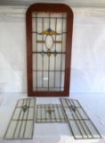 4 VINTAGE LEADED STAINED GLASS PANELS