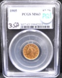 1905 $2 1/2 LIBERTY GOLD COIN - PCGS MS63