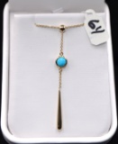 LADIES 14K YELLOW GOLD TURQUOISE NECKLACE