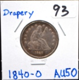 1840-0 (DRAPERY) SEATED LIBERTY QUARTER