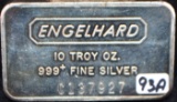 ENGELHARD 10 TROY OZ .999+ FINE SILVER BAR