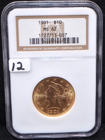 1901 $10 LIBERTY GOLD COIN - NGC MS62