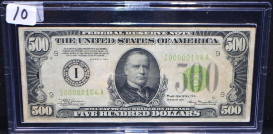 $500 FERERAL RESERVE NOTE SERIES 1934