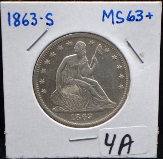SCARCE 1863-S SEATED LIBERTY HALF DOLLAR