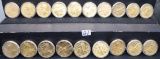 19 MIXED DATE GOLD PLATED AMERICAN SILVER EAGLES