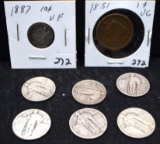 8 MIXED DENOMINATION EARLY U.S. COINS