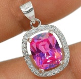 3CT NATURAL PINK SAPPHIRE & WHITE TOPAZ NECKLACE