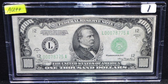 RARE $1000 FEDERAL RESERVE NOTE SERIES 1934 A