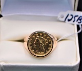 $2 1/2 LIBERTY GOLD 10K YELLOW GOLD COIN RING
