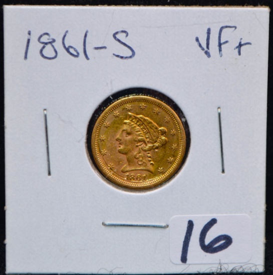 1861-S $2 1/2 LIBERTY GOLD COIN