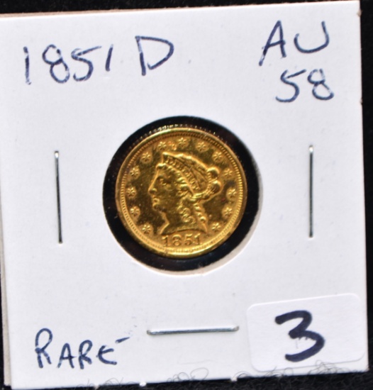 RARE 1851-D $2 1/2 LIBERTY GOLD COIN