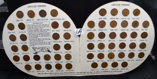COMPLETE 1909-1929 PDS LINCOLN PENNY BOOK