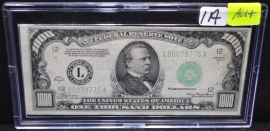 RARE $1000 FEDERAL RESERVE NOTE SERIES 1934 A