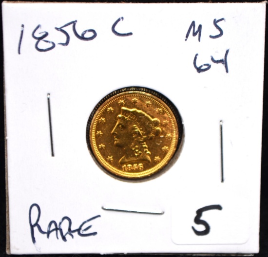 RARE "C" SERIES 1856-C $2 1/2 LIBERTY GOLD COIN