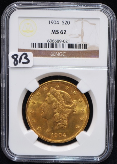 1904 $20 LIBERTY GOLD COIN - NGC MS62