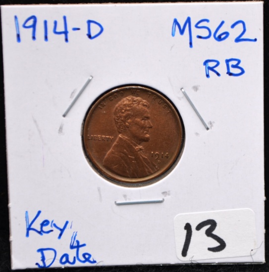 HIGH GRADE KEY DATE 1914-D LINCOLN PENNY