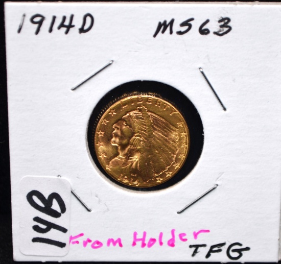 SCARCE 1914-D $2 1/2 INDIAN HEAD GOLD COIN
