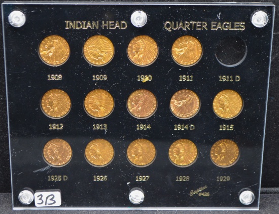 SET 14 CHOICE AU+ - UNC $2 1/2 INDIAN GOLD COINS