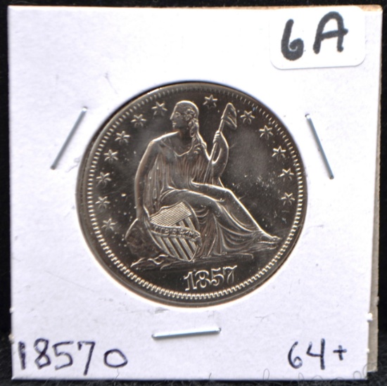 CHOICE 1857-0 SEATED LIBERTY HALF DOLLAR
