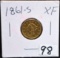 RARE 1861-S $2 1/2 LIBERTY HEAD GOLD COIN