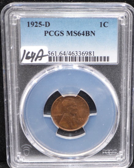 1925-D LINCOLN WHEAT PENNY - PCGS MS64BN