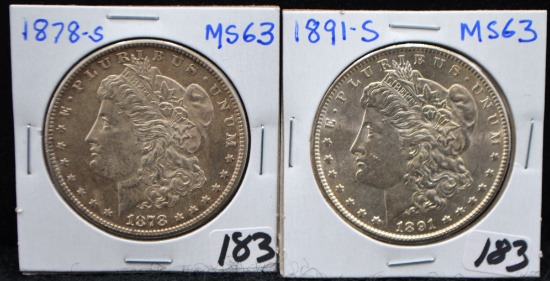 1878-S & 1891-S MORGAN DOLLARS