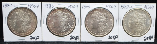 1884-0, 1886, 1900, 1902-0 MORGAN DOLLARS