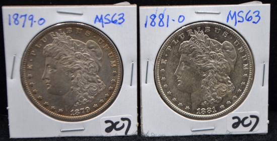 1879-0 & 1881-0 HIGH GRADE MORGAN DOLLARS